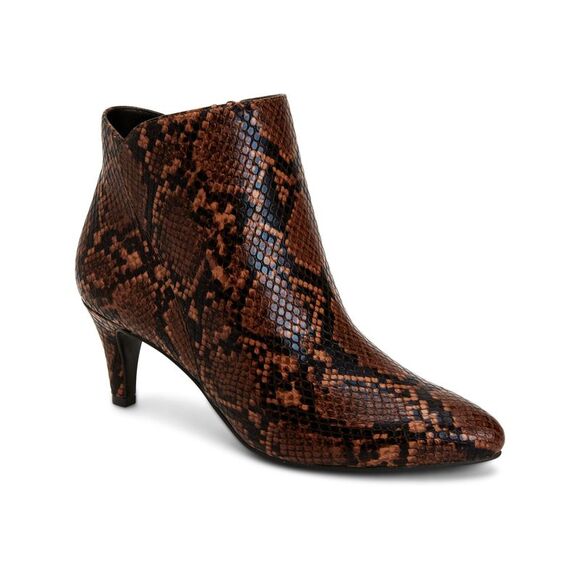 ALFANI Womens Brown Snake Skin Print Step N Flex Harpper Kitten Heel Booties 5 M